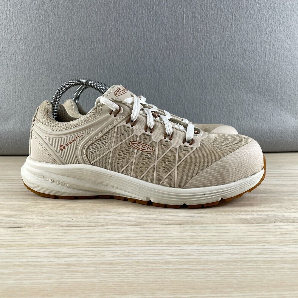 KEEN Utility Women's Low Top Lace Up‎ Work Shoes Beige Sz 8.5 EH Konnectfit